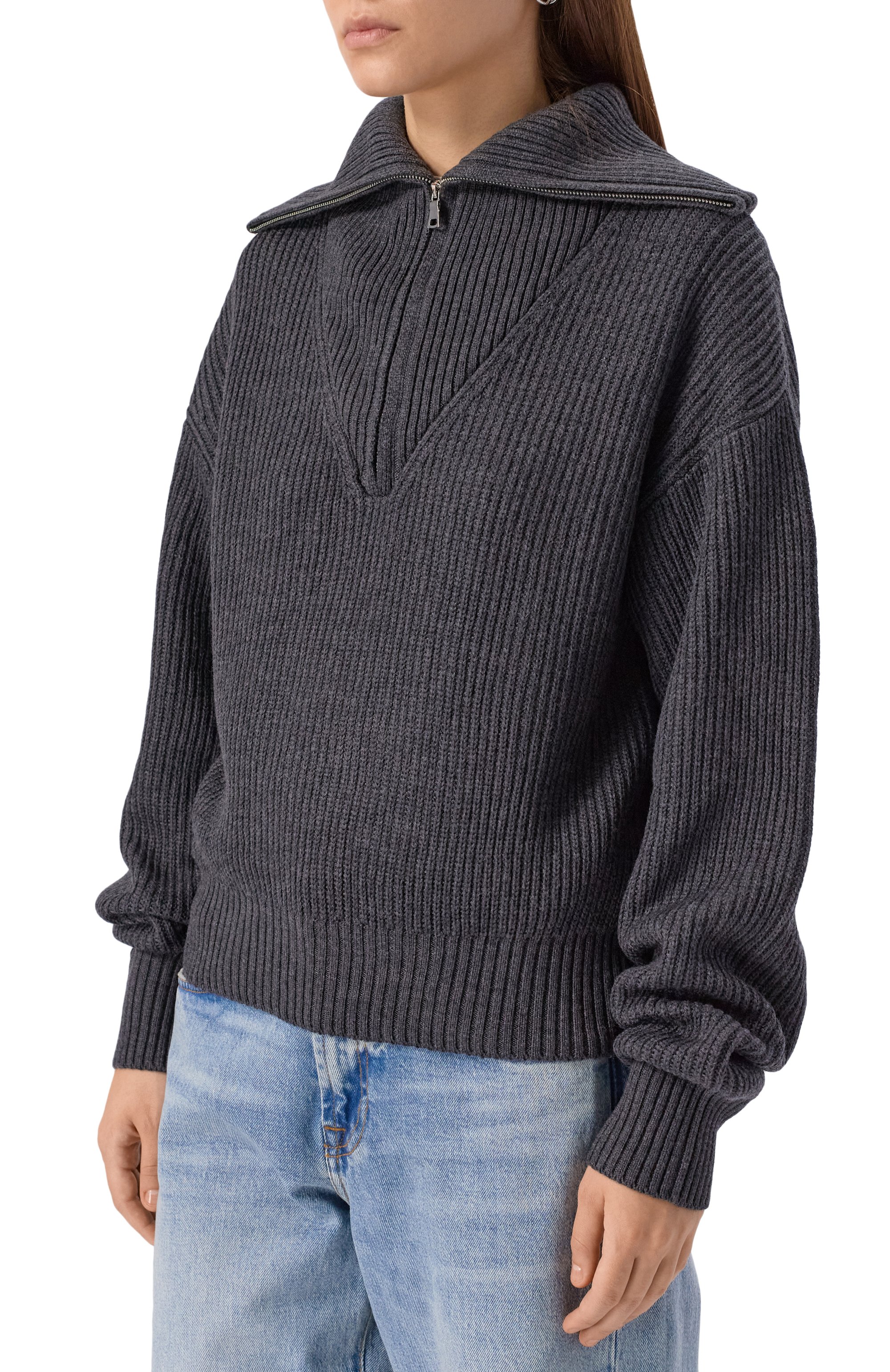 Шерстяной свитер OFFICINE GENERALE темно-серого цвета по цене 55750 руб., арт. W25WKNT313, фото 3 Шерстяной свитер OFFICINE GENERALE, арт. W25WKNT313, фото 3