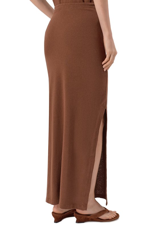 Юбка из хлопка и льна Zadig and Voltaire JWSK01012 Коричневый  JWSK01012 Фото 4