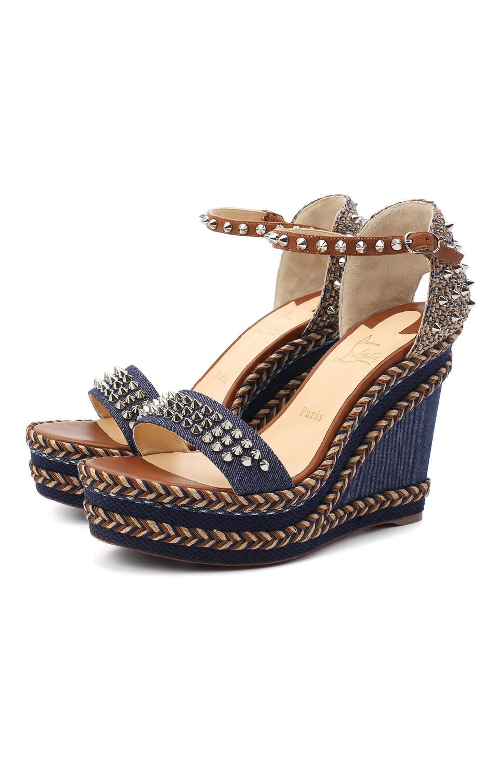 Текстильные босоножки CHRISTIAN LOUBOUTIN, арт. madmonica 120 denim/calf, фото 1