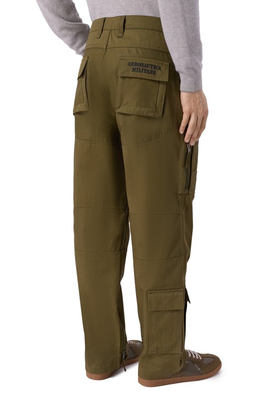 Хлопковые брюки-карго Aeronautica Militare PA1696UCT04240 Хаки  PA1696UCT04240 Фото 4