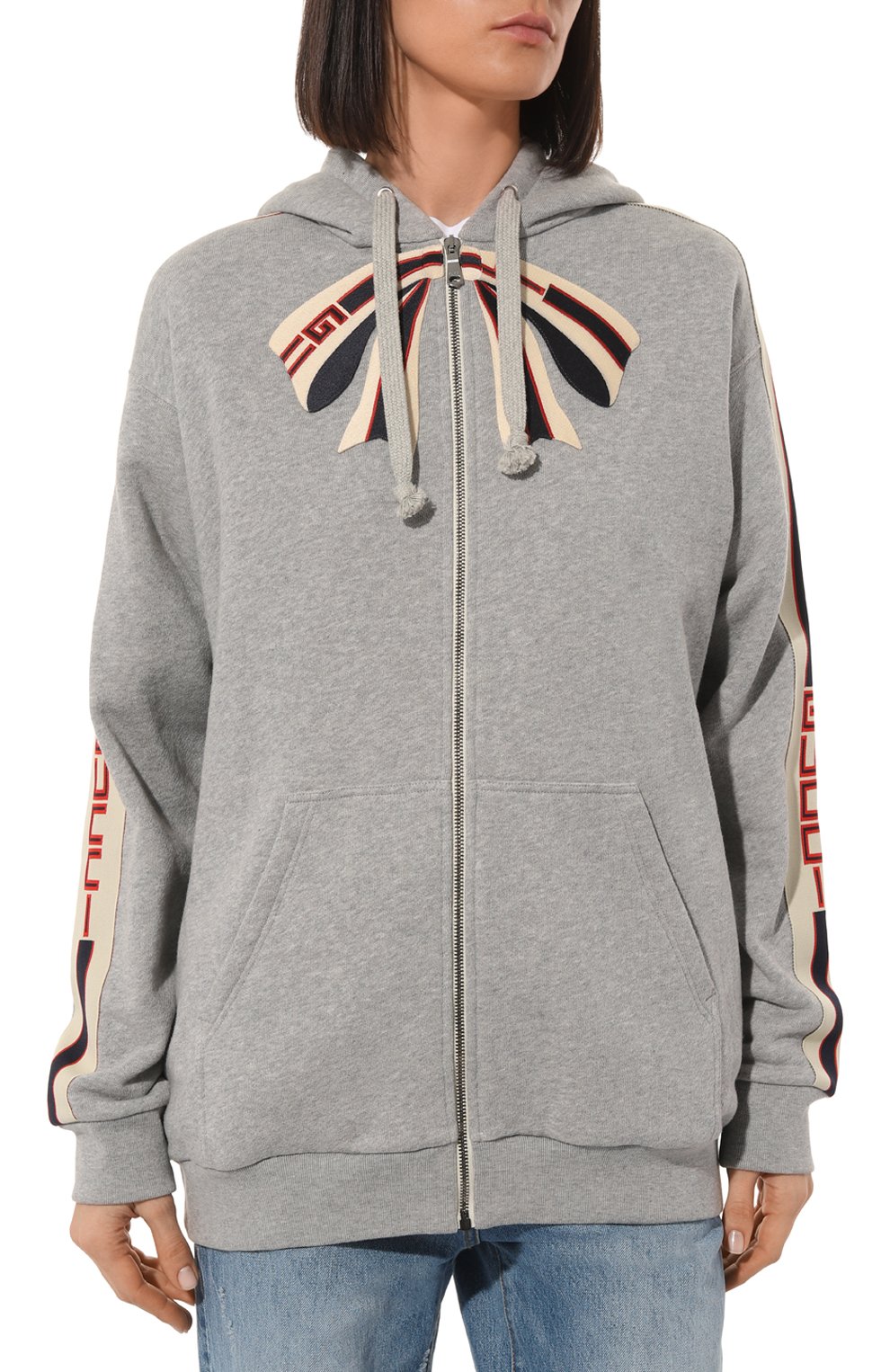 Хлопковая толстовка GUCCI серого цвета по цене 172800 руб., арт. 505527 X9P84, фото 3 Хлопковая толстовка GUCCI, арт. 505527 X9P84, фото 3