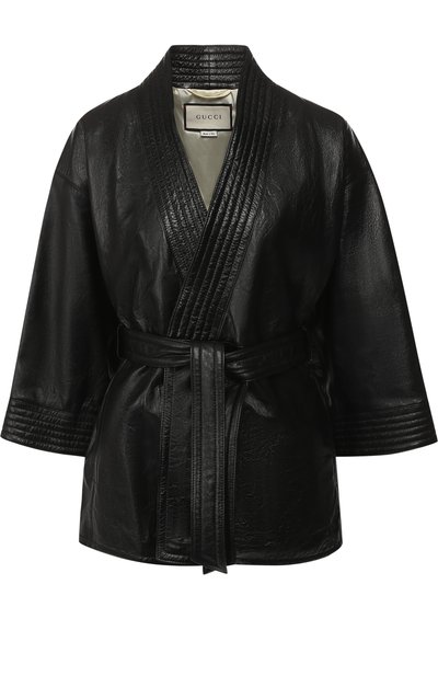 Кожаный жакет с поясом и логотипом бренда на спине GUCCI, арт. 526852/XG705, фото 1