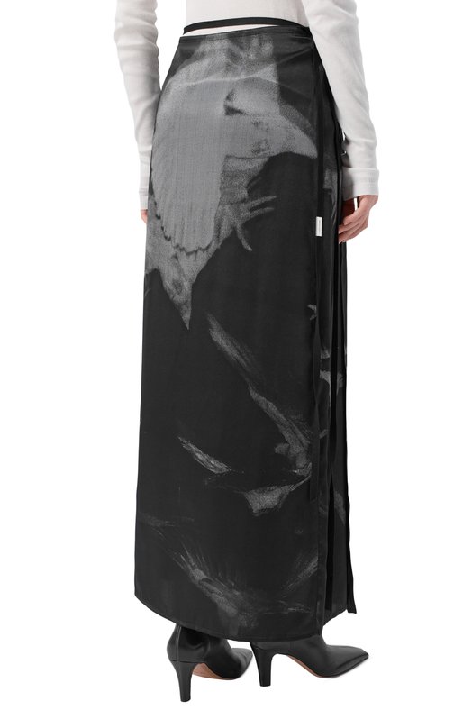 Шелковая юбка Ann Demeulemeester B0012715/FA658 Чёрно-белый  B0012715/FA658 Фото 4