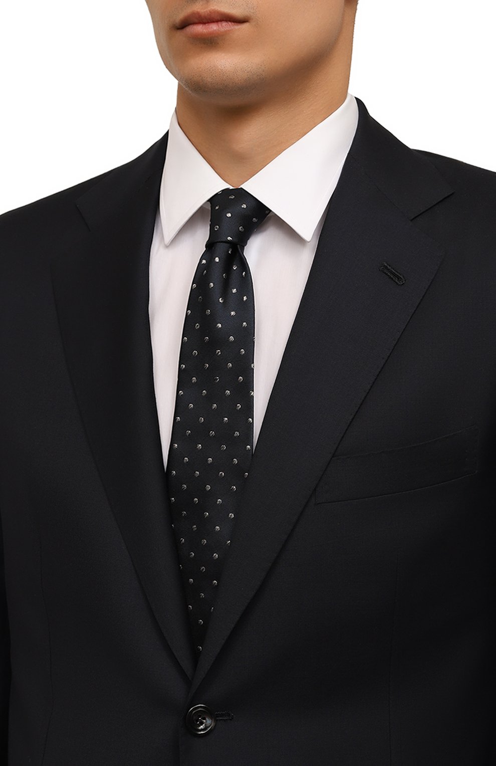 Шелковый галстук LANVIN темно-синего цвета по цене 14100 руб., арт. 6L8150/J5960, фото 2 Шелковый галстук LANVIN, арт. 6L8150/J5960, фото 2