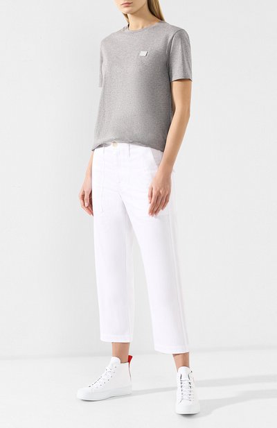 Хлопковая футболка ACNE STUDIOS светло-серого цвета по цене 17100 руб., арт. AL0038, фото 2 Хлопковая футболка ACNE STUDIOS, арт. AL0038, фото 2