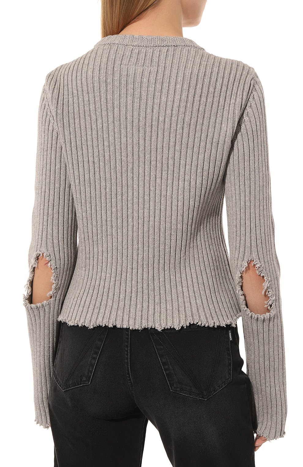 Пуловер из хлопка и шерсти MM6 серого цвета по цене 59950 руб., арт. S52GP0143/S18154, фото 4 Пуловер из хлопка и шерсти MM6, арт. S52GP0143/S18154, фото 4