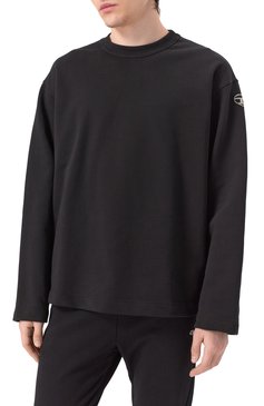Мужская хлопковый лонгслив DIESEL черного цвета, арт. A09857/0BMBJ | Фото 3 (Длина (для топов): Стандартные; Материал сплава: Проставлено; Рукава: Длинные; Драгоценные камни: Проставлено; Принт: Без принта; Стили: Минимализм; Материал внешний: Хлопок; Мужское Кросс-КТ: Футболка-одежда; Кросс-КТ: Джерси)
