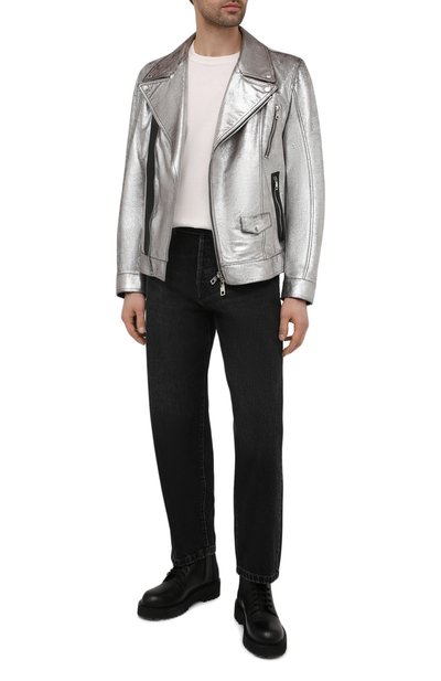 Кожаная куртка DOLCE & GABBANA серебряного цвета по цене 653500 руб., арт. G9UC4L/HULLH, фото 2 Кожаная куртка DOLCE & GABBANA, арт. G9UC4L/HULLH, фото 2
