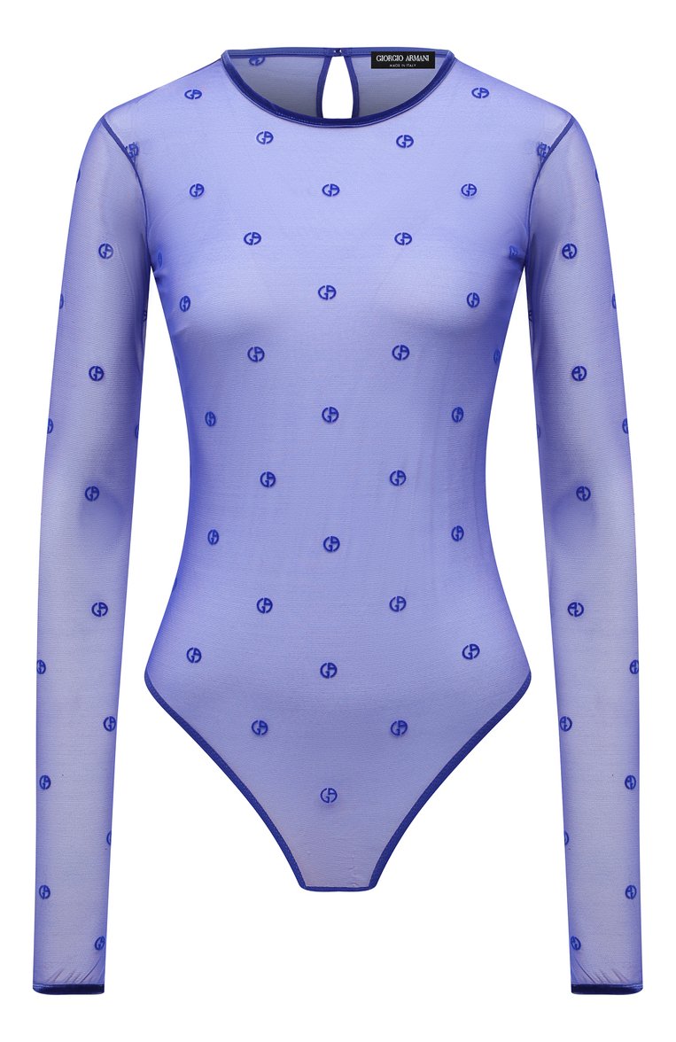 Женское боди GIORGIO ARMANI синего цвета, арт. 150487/4R632 | Фото 1 (Нос: Не проставлено; Материал внешний: Синтетический материал; Автоматизация состава: Проставлено)