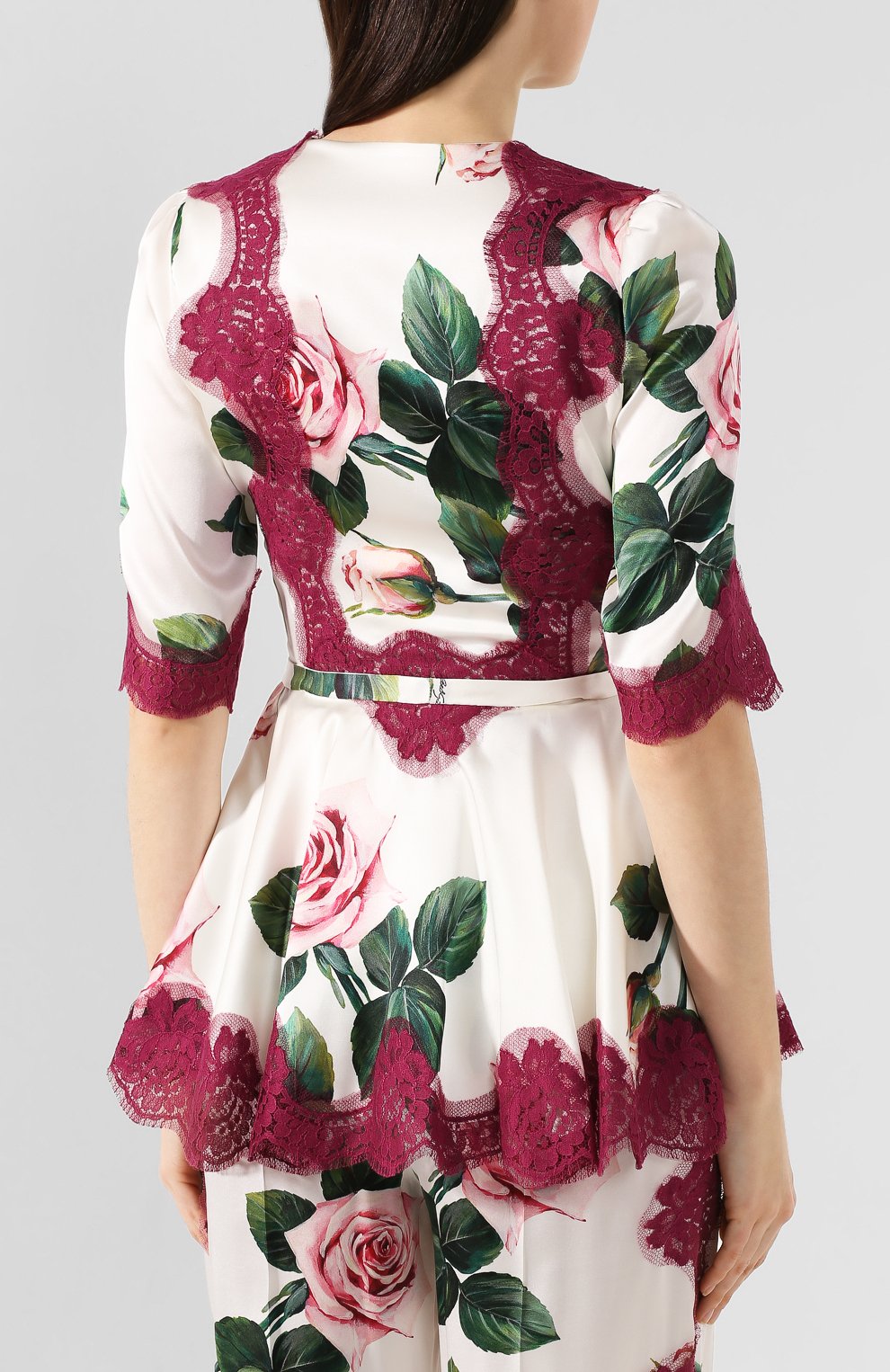 Шелковая блузка DOLCE & GABBANA белого цвета по цене 220500 руб., арт. F7U40T/FSAZE, фото 4 Шелковая блузка DOLCE & GABBANA, арт. F7U40T/FSAZE, фото 4