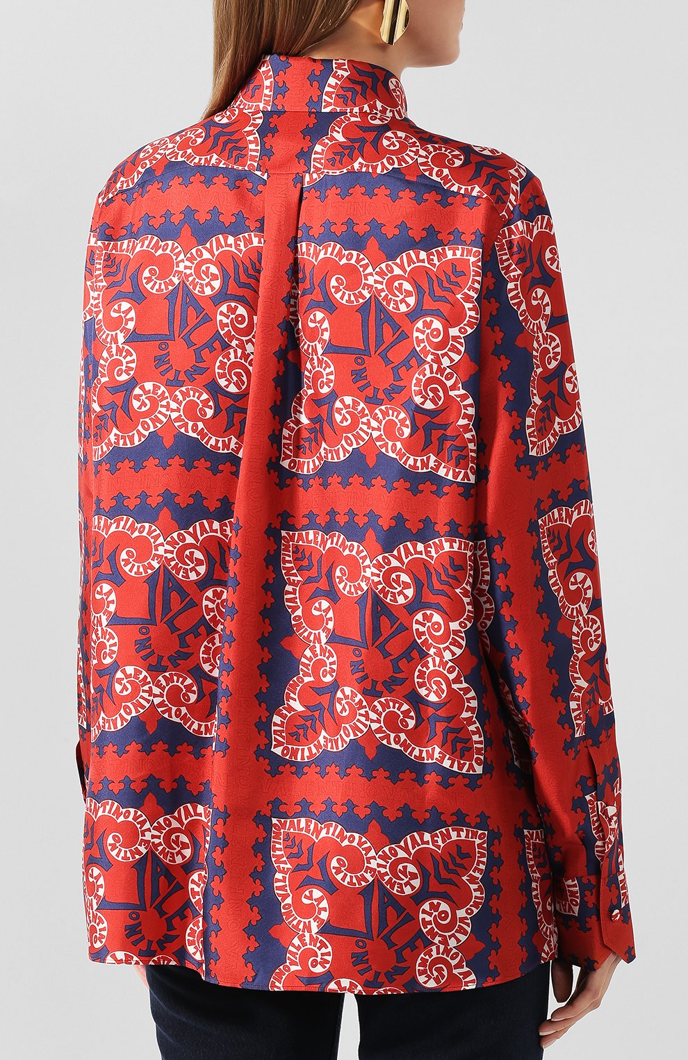Шелковая блузка VALENTINO красного цвета по цене 145000 руб., арт. RB3AB12M4EQ, фото 4 Шелковая блузка VALENTINO, арт. RB3AB12M4EQ, фото 4