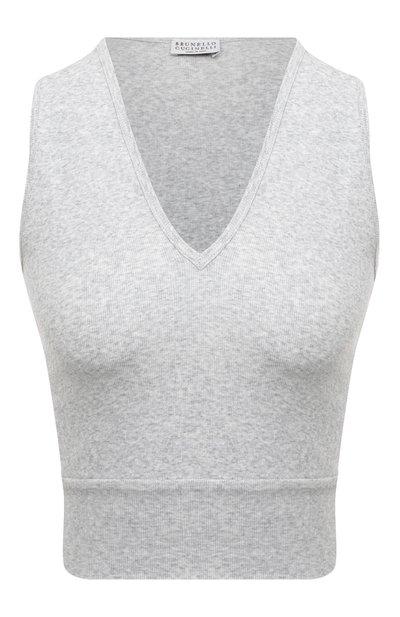 Хлопковый топ BRUNELLO CUCINELLI серого цвета по цене 37950 руб., арт. M0TC836S32, фото 1 Хлопковый топ BRUNELLO CUCINELLI, арт. M0TC836S32, фото 1