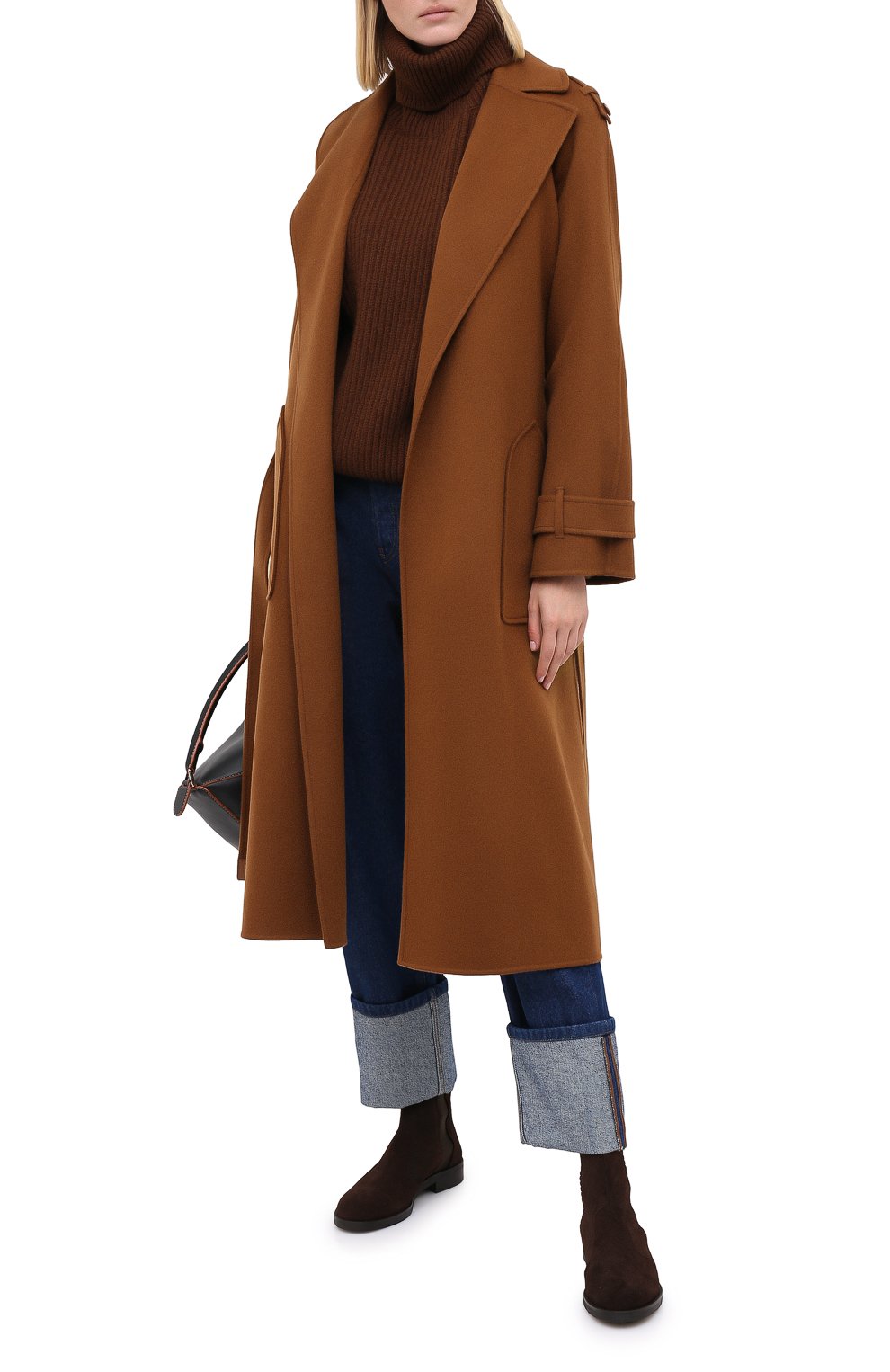 Женское коричневое кашемировое пальто LORO PIANA купить в интернет ...