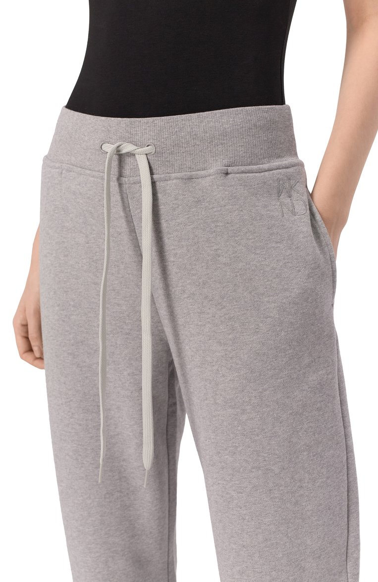 Женские хлопковые джоггеры WEEKEND MAX MARA серого цвета, арт. 0LIMPIA | Фото 5 (Длина (брюки, джинсы): Стандартные; Материал внешний: Хлопок; Стили: Спорт-шик; Женское Кросс-КТ: Брюки-одежда, Джоггеры - брюки; Автоматизация состава: Проставлено; Автоматизация ТО: Проставлено)