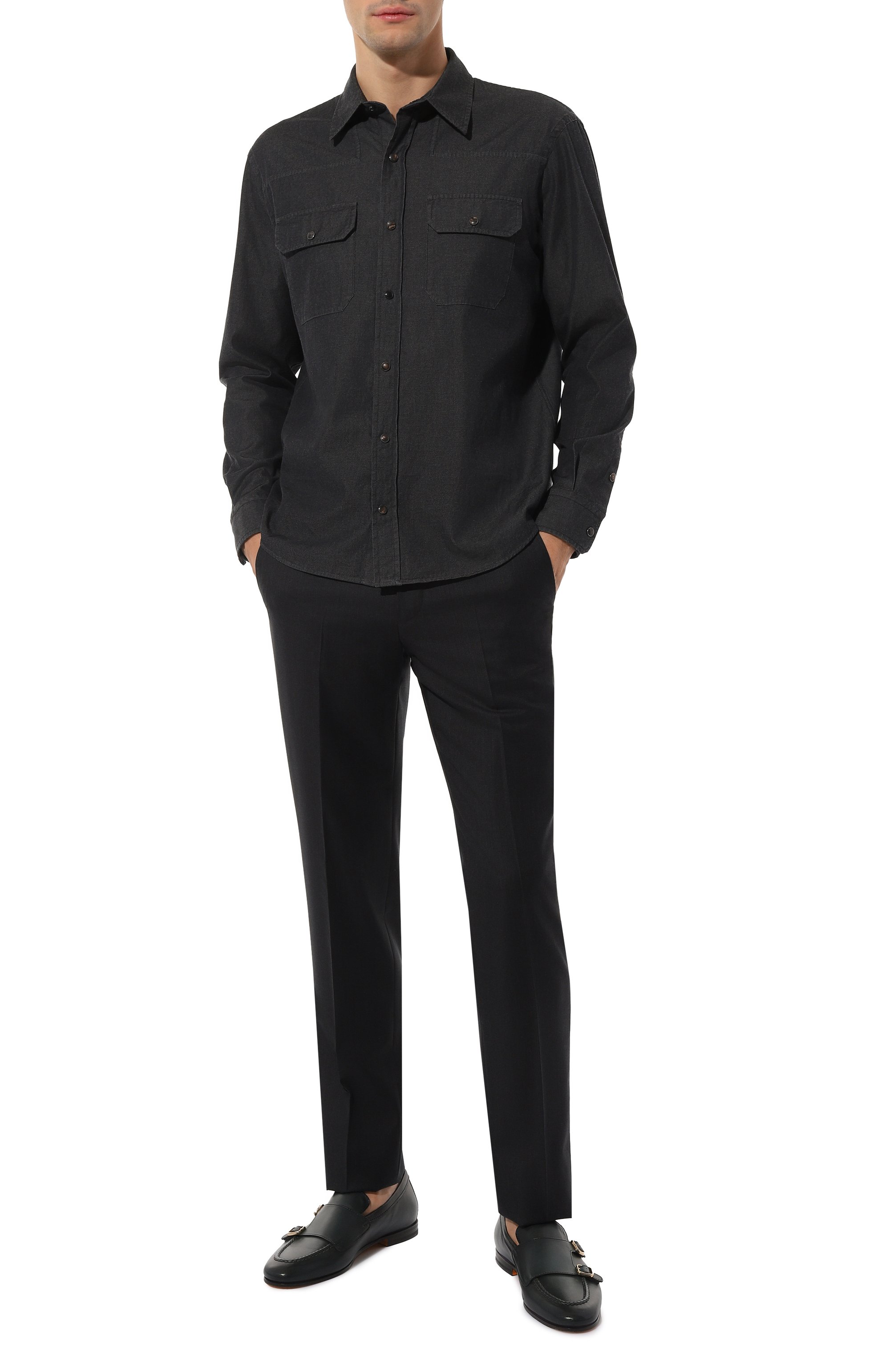 Хлопковая рубашка ZEGNA темно-серого цвета по цене 116500 руб., арт. STT3/UEX23A8, фото 2 Хлопковая рубашка ZEGNA, арт. STT3/UEX23A8, фото 2