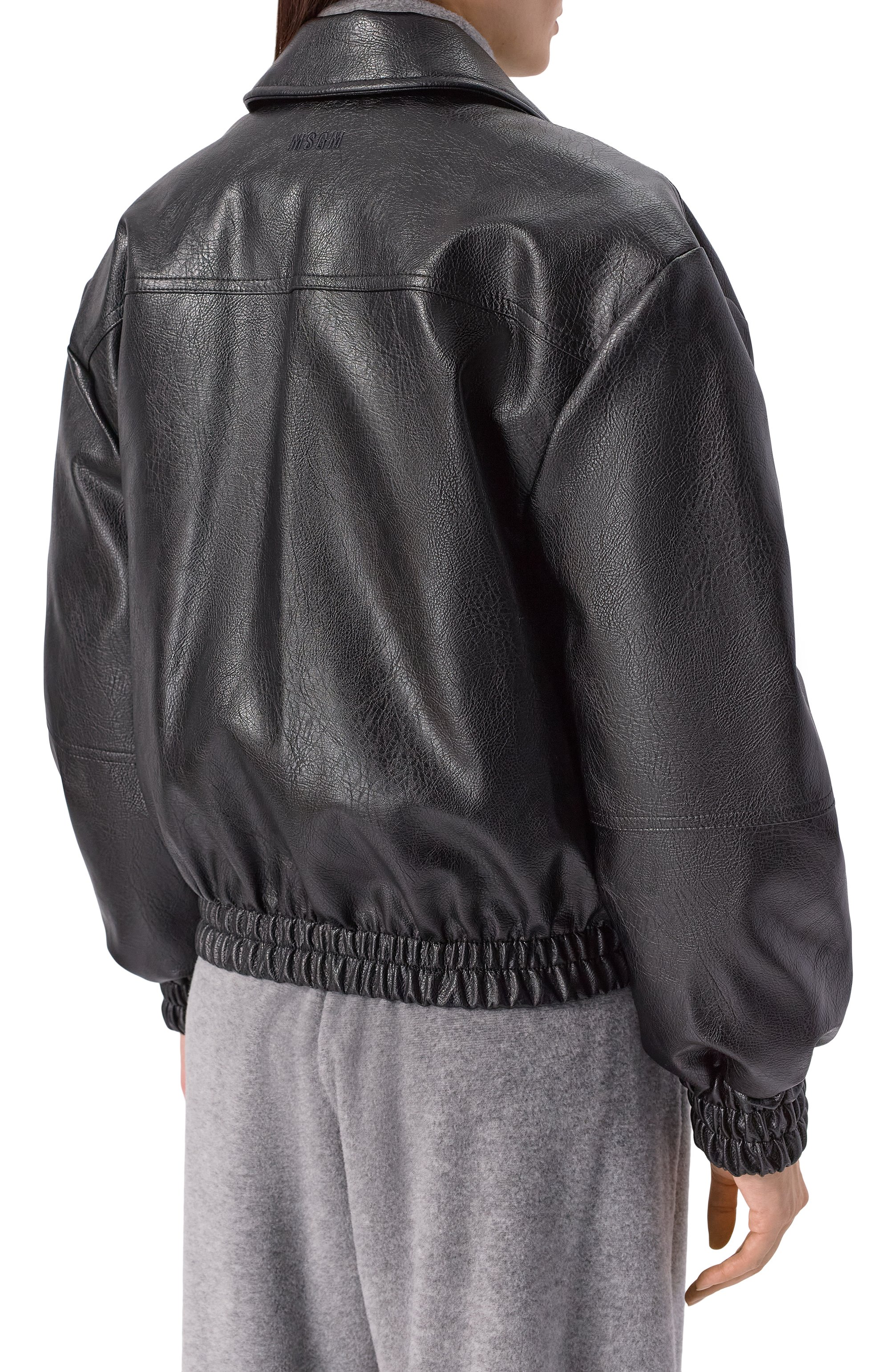 Бомбер из экокожи MSGM черного цвета по цене 69950 руб., арт. 3942MDH03X/257804, фото 4 Бомбер из экокожи MSGM, арт. 3942MDH03X/257804, фото 4