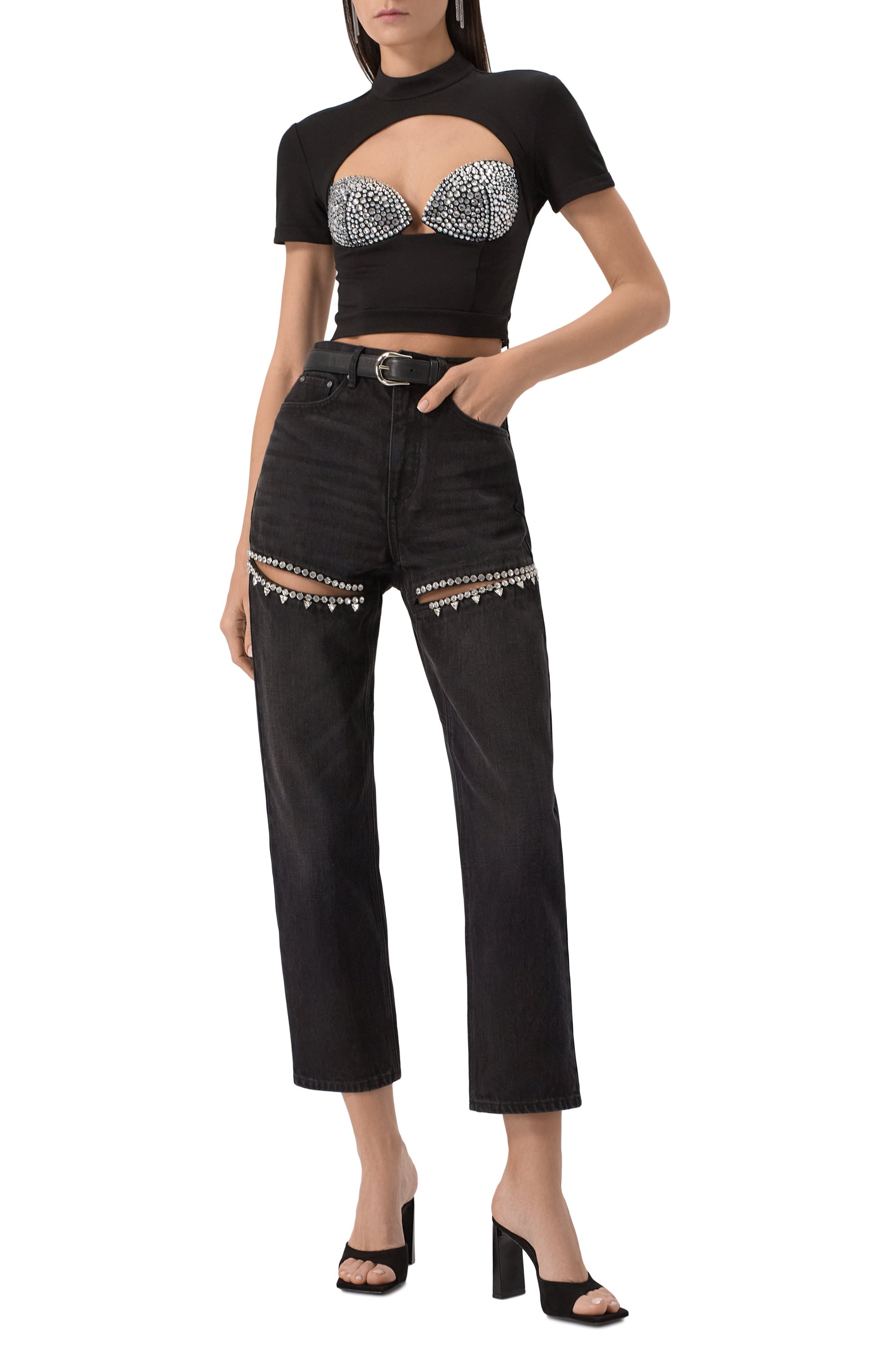 Топ из вискозы с отделкой стразами AREA, арт. RS25AWTP0068FA01, фото 2