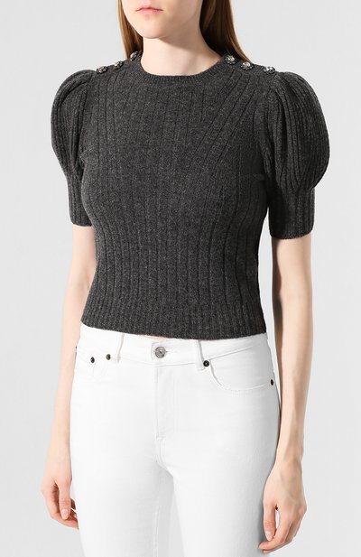 Шерстяной топ ALEXANDER MCQUEEN серого цвета по цене 118000 руб., арт. 595022/Q1AK3, фото 3 Шерстяной топ ALEXANDER MCQUEEN, арт. 595022/Q1AK3, фото 3