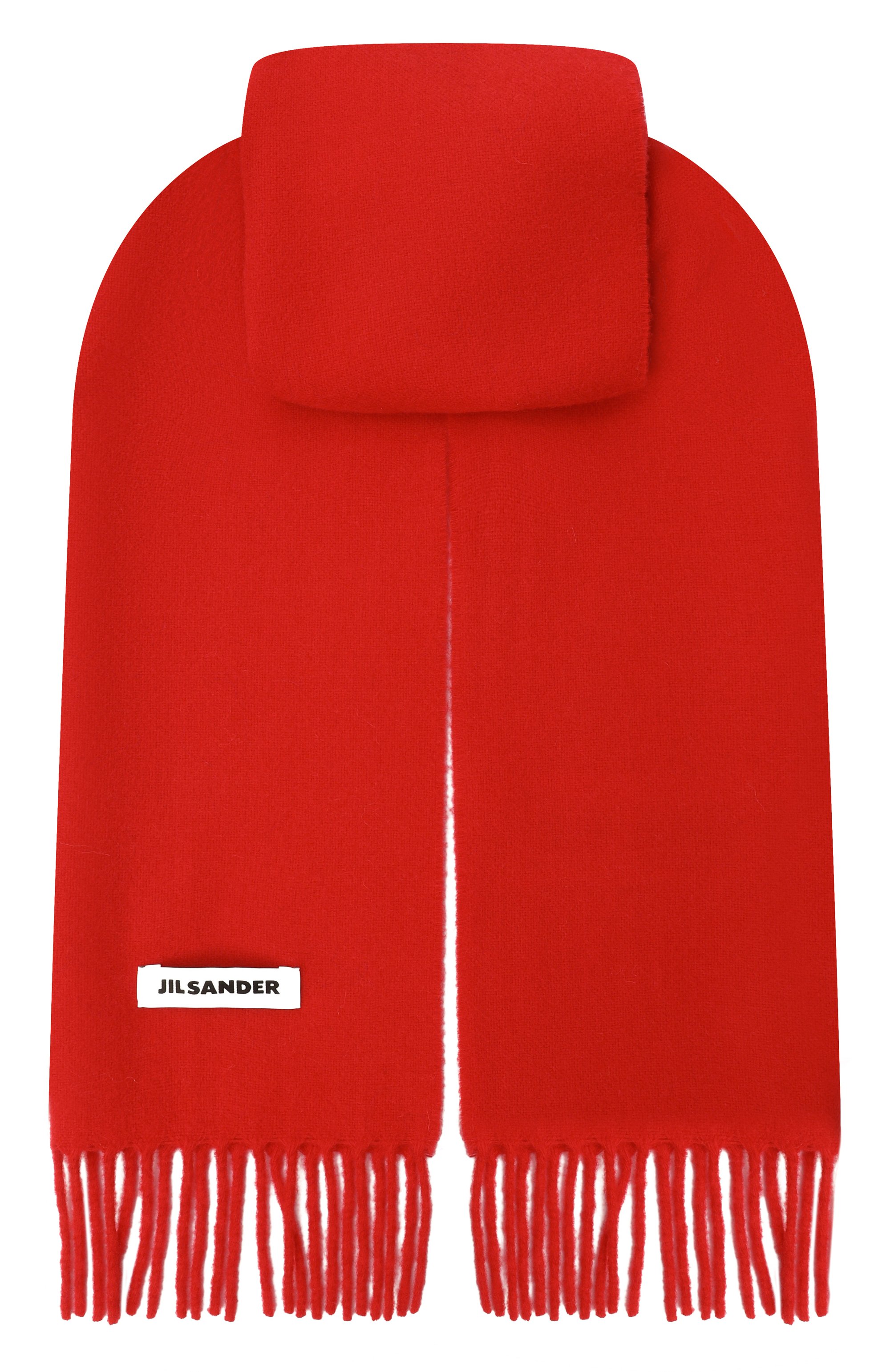 Шерстяной шарф JIL SANDER красного цвета по цене 27150 руб., арт. J22TE0116/J40376, фото 1 Шерстяной шарф JIL SANDER, арт. J22TE0116/J40376, фото 1