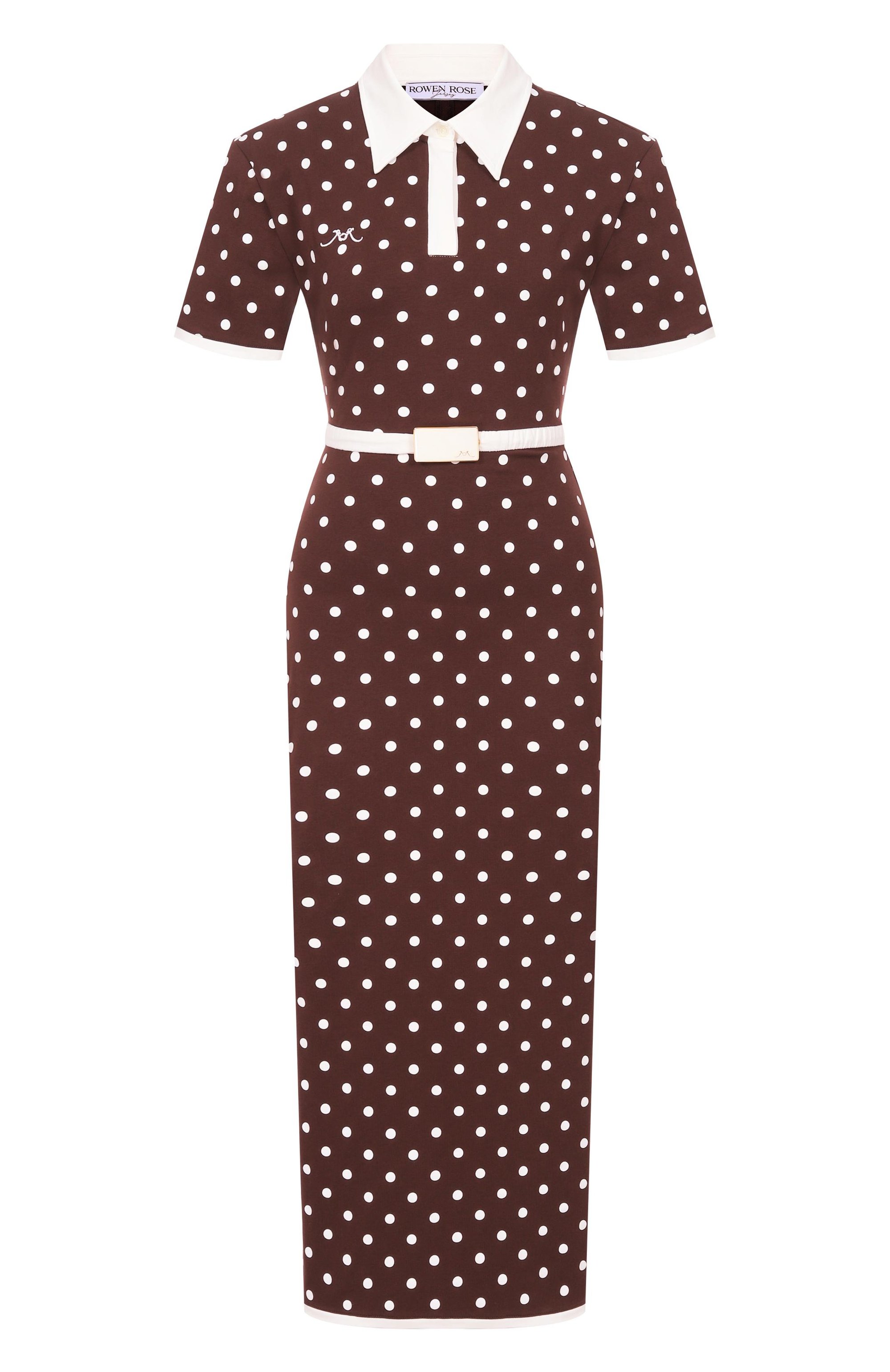 Хлопковое платье ROWEN ROSE коричневого цвета по цене 66700 руб., арт. RR_J101_L, фото 1 Хлопковое платье ROWEN ROSE, арт. RR_J101_L, фото 1