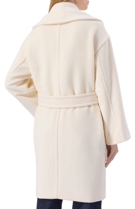 Шерстяное пальто Max Mara Studio CL0RUR0 Белый  CL0RUR0 Фото 4