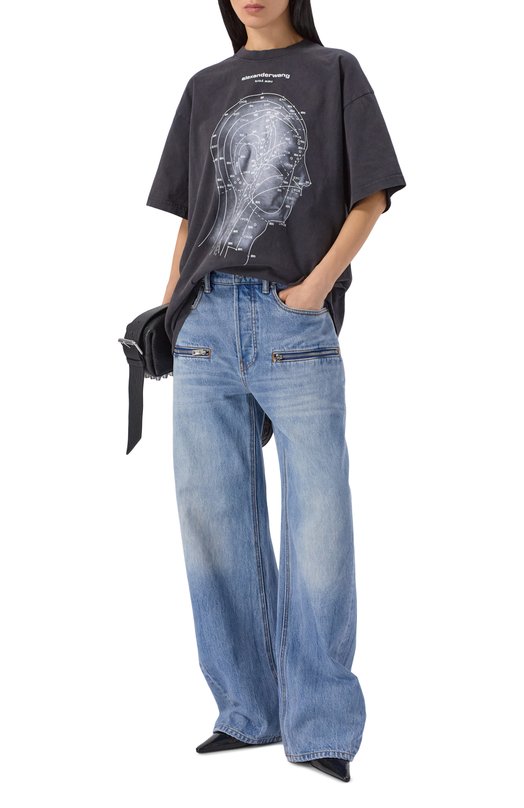 Хлопковая футболка Alexander Wang UCC2261886 Серый  UCC2261886 Фото 2