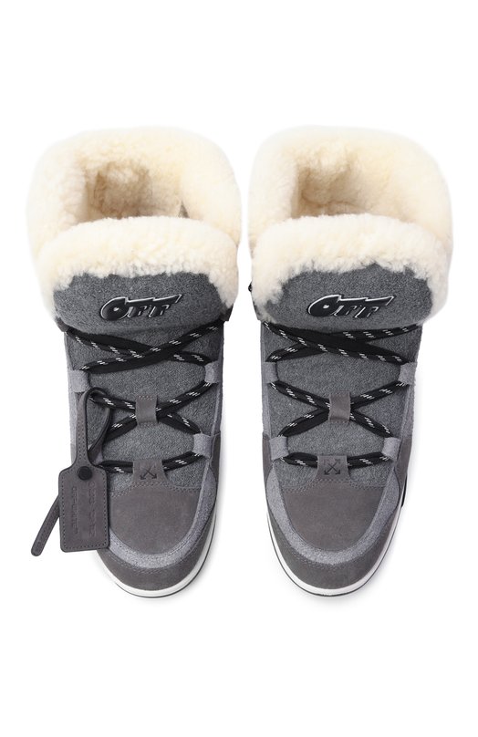 Комбинированные сапоги Winter Boot Off-White 0MIY003F25LEA0011011 Серый  0MIY003F25LEA0011011 Фото 5