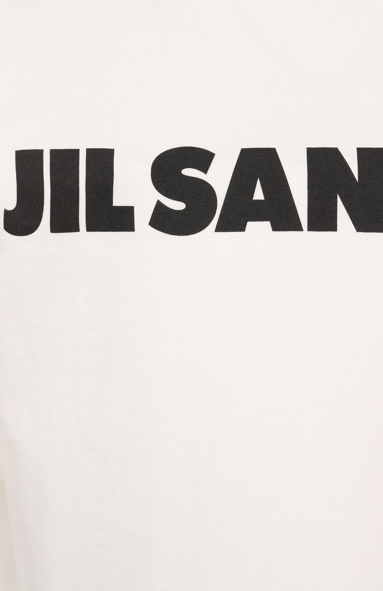 Женская хлопковая футболка JIL SANDER молочного цвета, арт. J03GC0137/J45148 | Фото 6 (Материал внешний: Хлопок; Длина (для топов): Стандартные; Рукава: Короткие; Принт: С принтом; Стили: Минимализм)