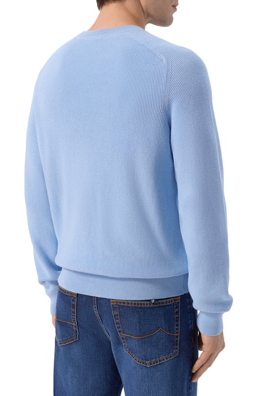 Хлопковый джемпер BOSS 50555124 Голубой  50555124 Фото 4