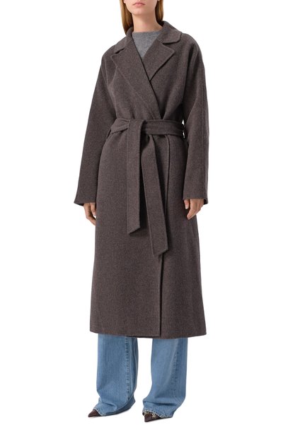 Шерстяное пальто P.A.R.O.S.H. темно-коричневого цвета по цене 111000 руб., арт. LEAK25-D431549, фото 3 Шерстяное пальто P.A.R.O.S.H., арт. LEAK25-D431549, фото 3