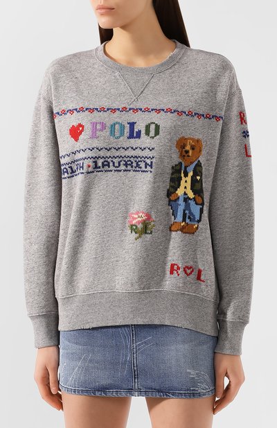 Хлопковый свитшот POLO RALPH LAUREN серого цвета по цене 15650 руб., арт. 211764907, фото 3 Хлопковый свитшот POLO RALPH LAUREN, арт. 211764907, фото 3