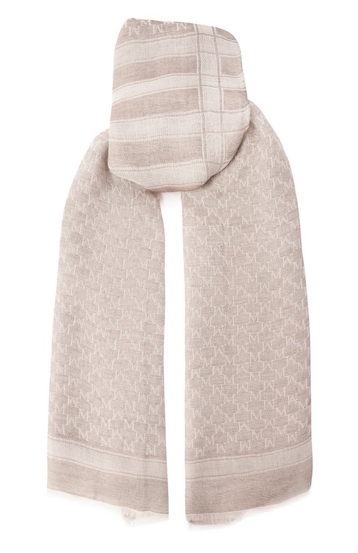 Шарф из шерсти и шелка Max Mara MXA0RA Бежевый MXA0RA