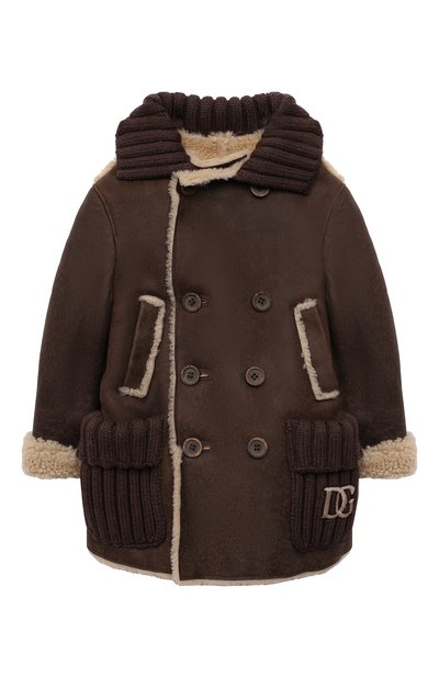 Двубортная дубленка DOLCE & GABBANA коричневого цвета по цене 143000 руб., арт. L41C95/FUP4G/2-6, фото 1 Двубортная дубленка DOLCE & GABBANA, арт. L41C95/FUP4G/2-6, фото 1