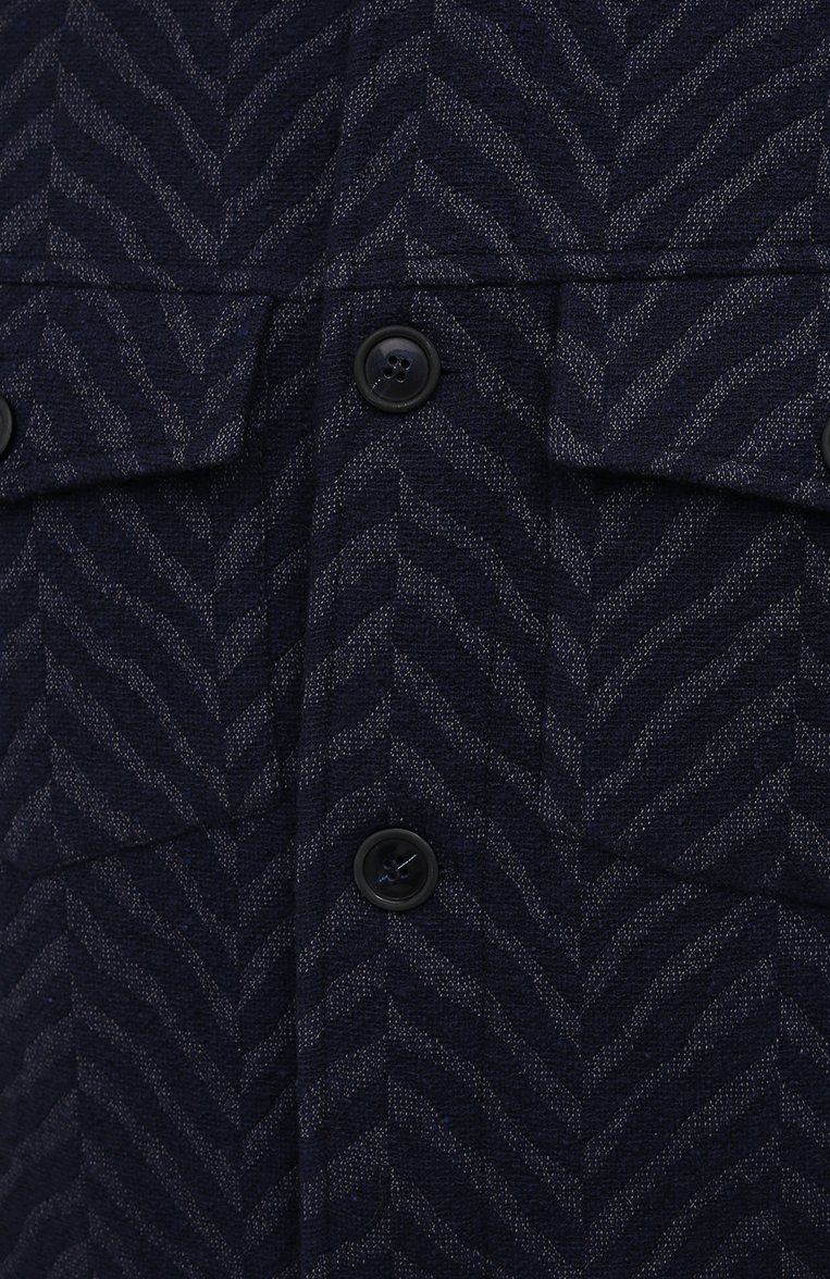 Мужская шерстяная куртка GIORGIO ARMANI темно-синего цвета, арт. 1WG0B065/T02S1 | Фото 5 (Длина (верхняя одежда): Короткие; Мужское Кросс-КТ: шерсть и кашемир; Материал внешний: Шерсть; Материал подклада: Синтетический материал; Стили: Кэжуэл; Кросс-КТ: Куртка; Рукава: Длинные; Драгоценные камни: Проставлено; Материал сплава: Проставлено)