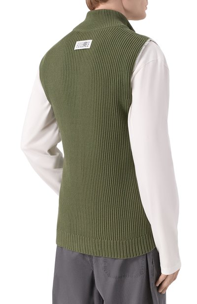 Хлопковый жилет MM6 хаки цвета по цене 69950 руб., арт. SH2FB0032/M13271, фото 4 Хлопковый жилет MM6, арт. SH2FB0032/M13271, фото 4