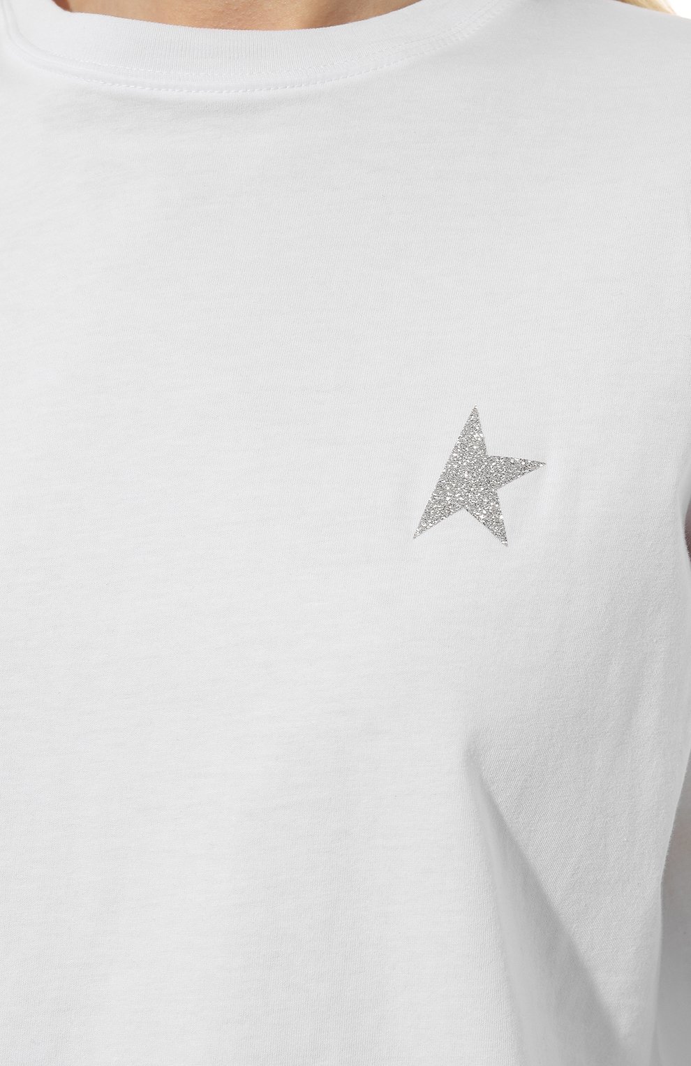 Хлопковая футболка GOLDEN GOOSE DELUXE BRAND белого цвета по цене 14300 руб., арт. GWP01220.P000594.80185, фото 5 Хлопковая футболка GOLDEN GOOSE DELUXE BRAND, арт. GWP01220.P000594.80185, фото 5