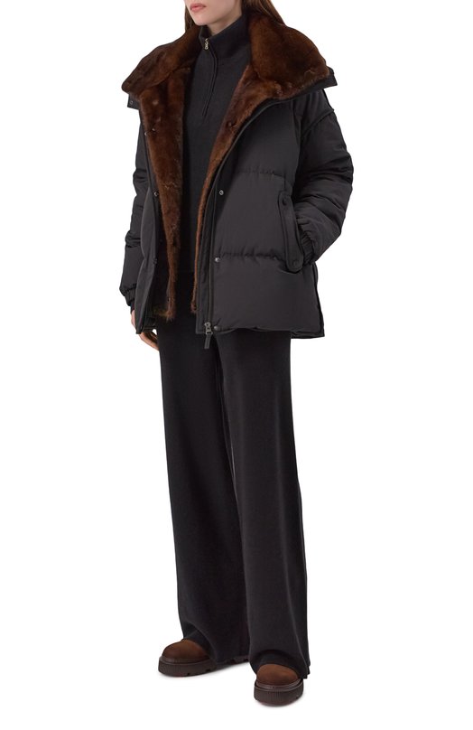 Пуховик с отделкой из норки Yves Salomon M05080/A22X Чёрный  M05080/A22X Фото 2