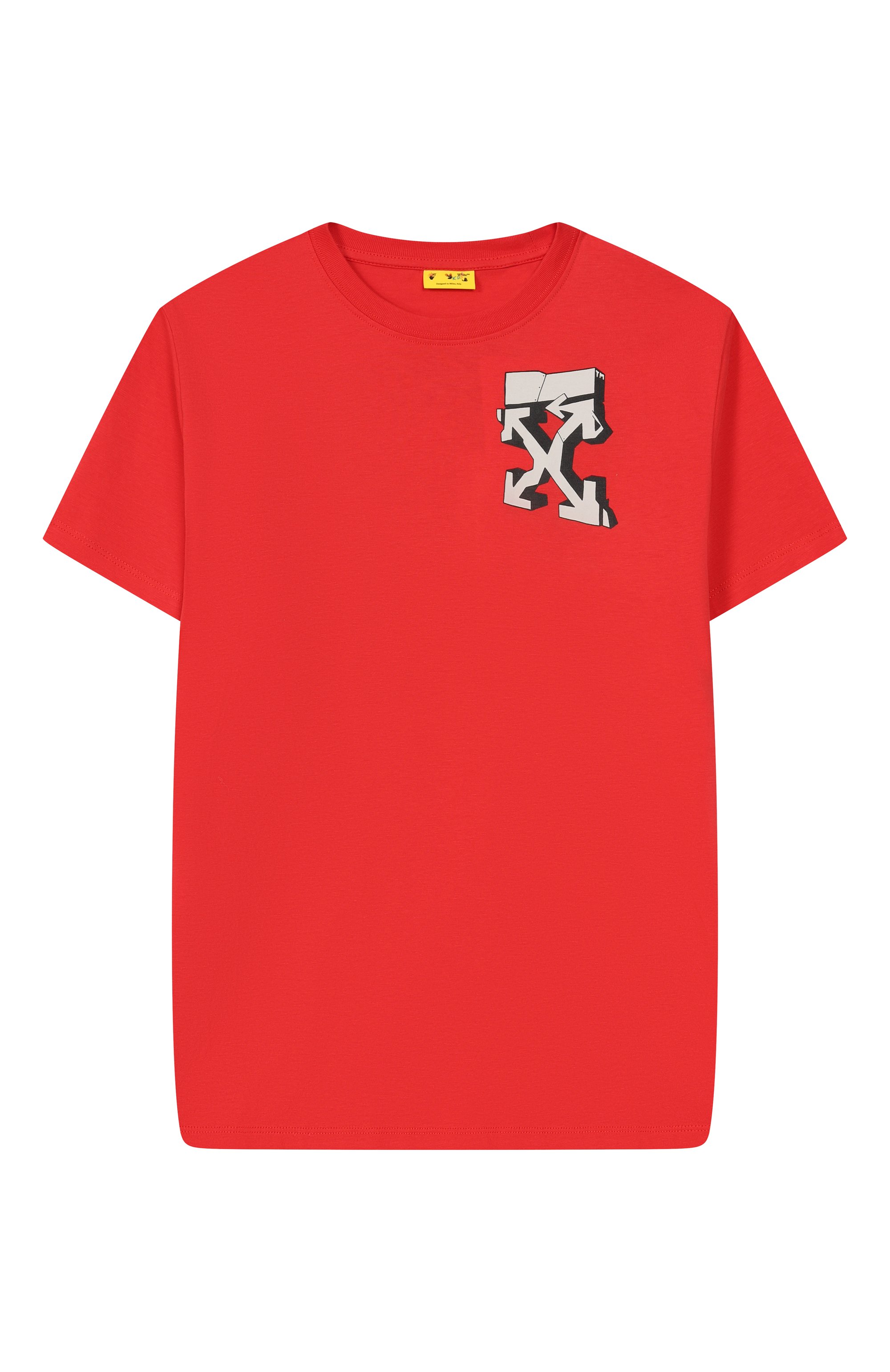 Хлопковая футболка OFF-WHITE красного цвета по цене 19650 руб., арт. 0BAA002F25JER00B/12+, фото 1 Хлопковая футболка OFF-WHITE, арт. 0BAA002F25JER00B/12+, фото 1