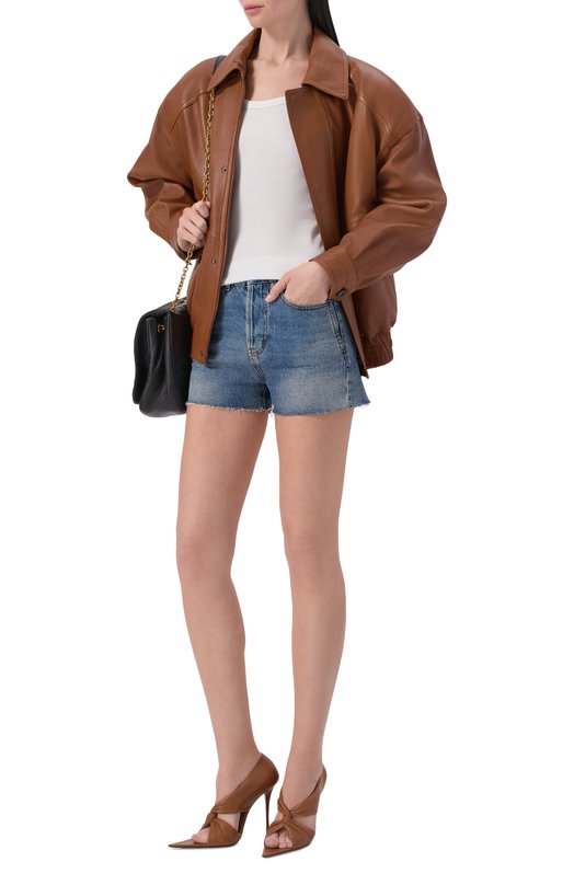 Джинсовые шорты с потертостями Saint Laurent 550228/Y969T Синий  550228/Y969T Фото 2