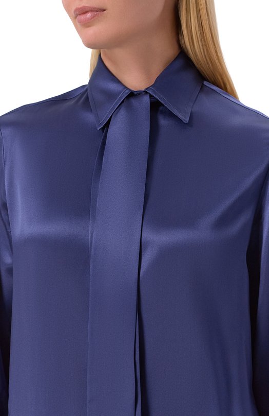 Атласная блузка Kiton D48407 Синий  D48407 Фото 5