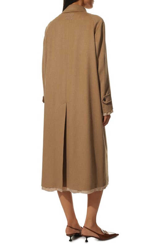 Шерстяное пальто Miu Miu MS1893-165-F0040 Бежевый  MS1893-165-F0040 Фото 4