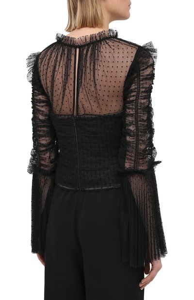 Блузка SELF-PORTRAIT черного цвета по цене 38050 руб., арт. RS21-043T, фото 4 Блузка SELF-PORTRAIT, арт. RS21-043T, фото 4