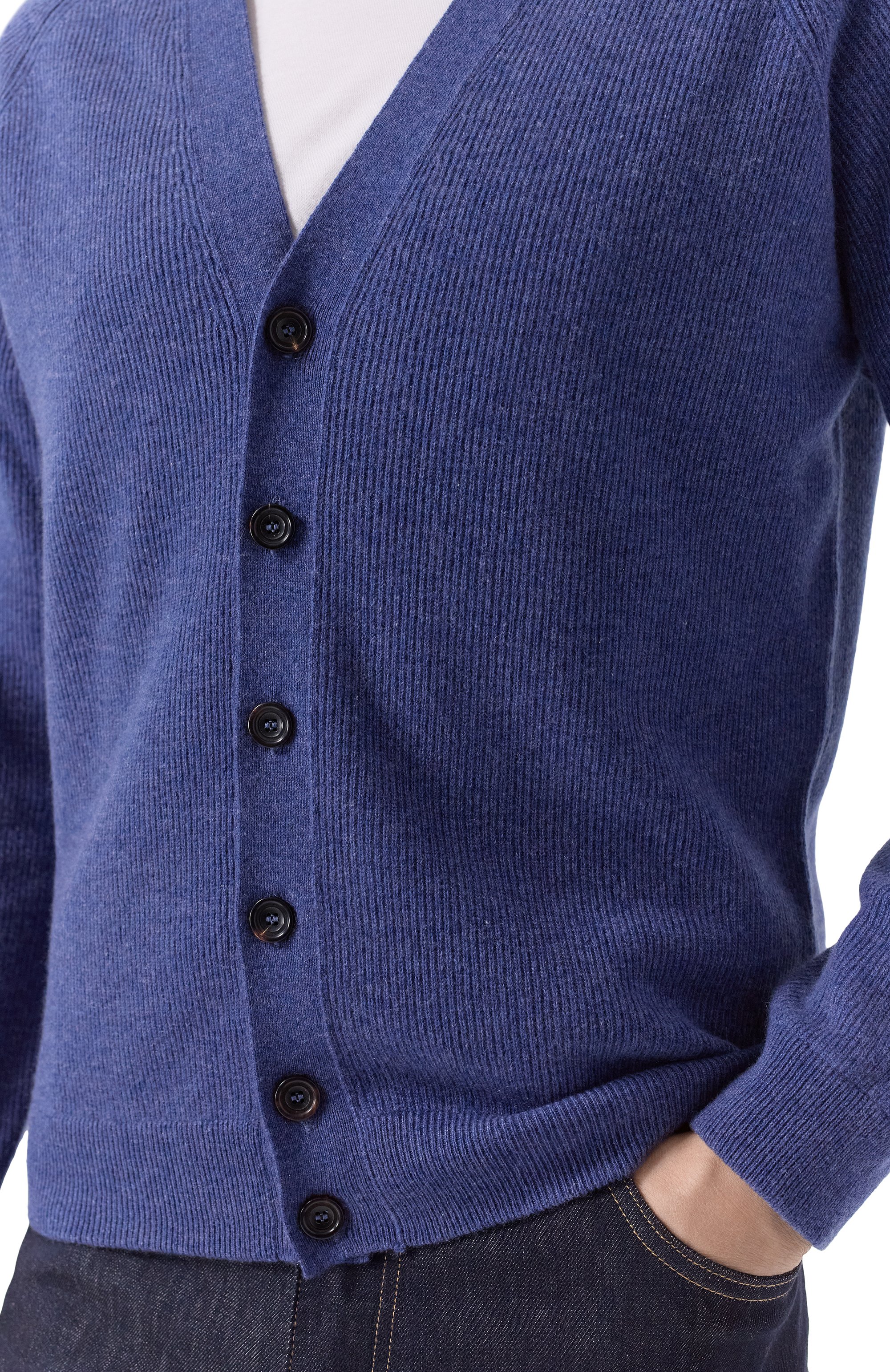 Кашемировый кардиган MVST синего цвета по цене 230500 руб., арт. M25.1PM.K009, фото 5 Кашемировый кардиган MVST, арт. M25.1PM.K009, фото 5