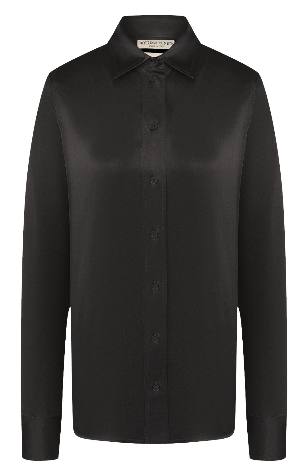 Атласная рубашка BOTTEGA VENETA черного цвета по цене 188000 руб., арт. 575257/VA6R0, фото 1 Атласная рубашка BOTTEGA VENETA, арт. 575257/VA6R0, фото 1
