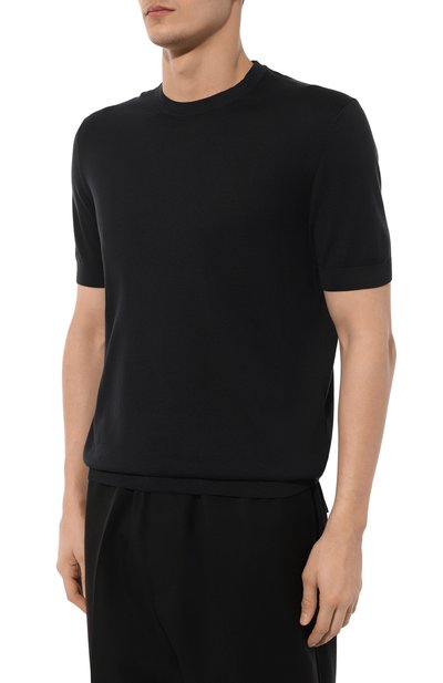 Джемпер из шелка и хлопка AGNONA темно-синего цвета по цене 87550 руб., арт. K102U05E/0Q1808E, фото 3 Джемпер из шелка и хлопка AGNONA, арт. K102U05E/0Q1808E, фото 3