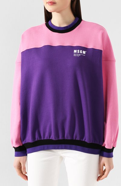 Хлопковый свитшот MSGM фиолетового цвета по цене 19950 руб., арт. 2841MDM69 207299, фото 3 Хлопковый свитшот MSGM, арт. 2841MDM69 207299, фото 3