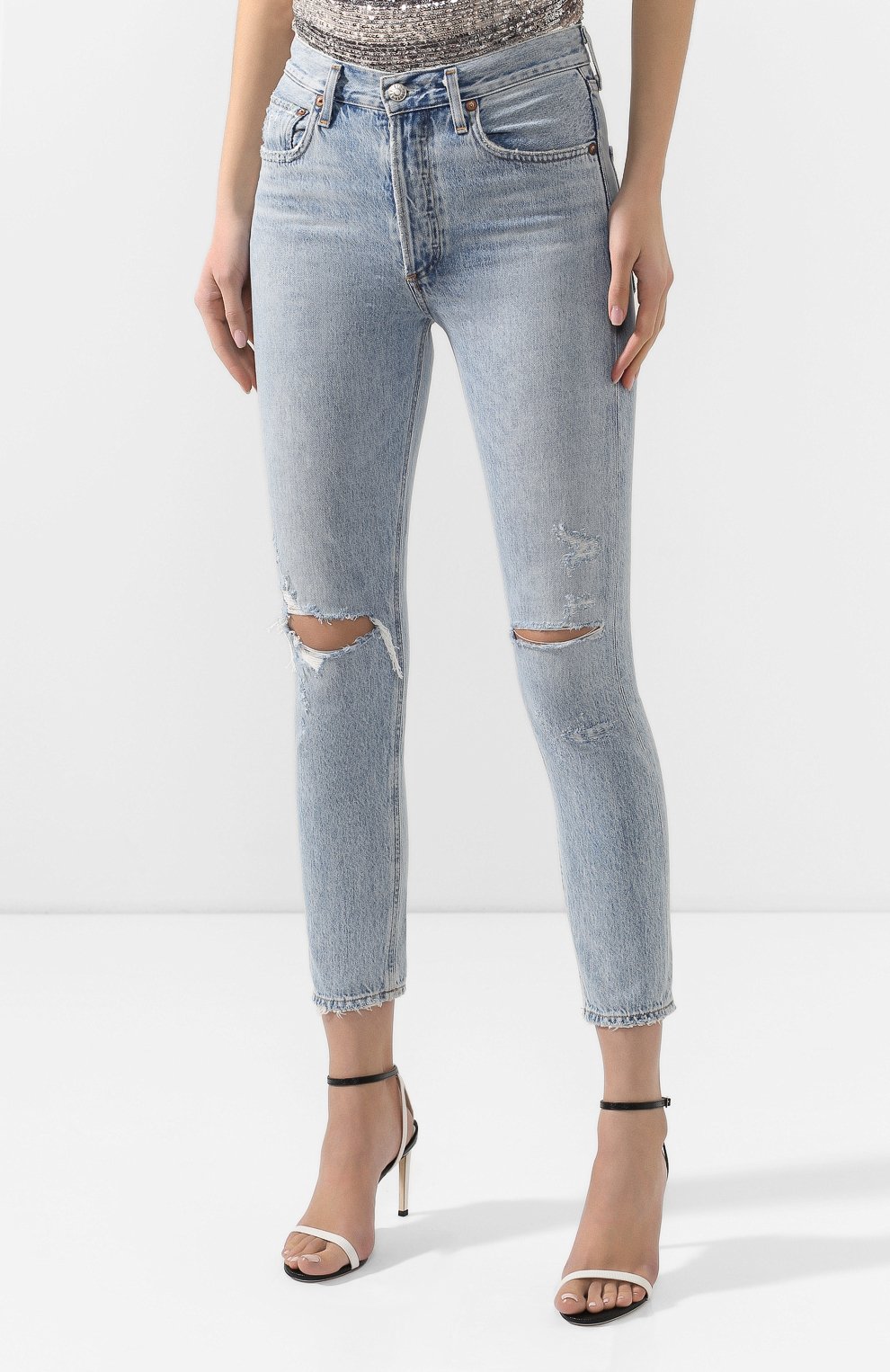 Укороченные джинсы с потертостями AGOLDE, арт. A045D-983, фото 3