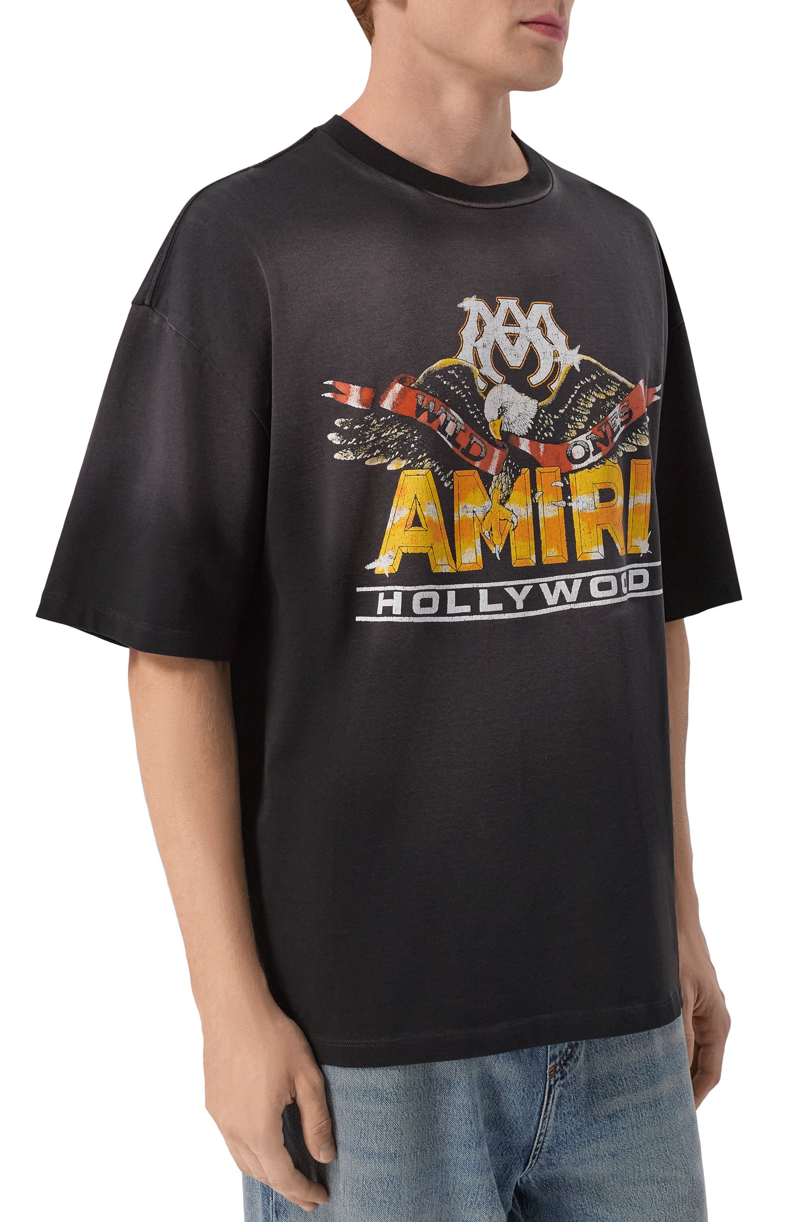 Хлопковая футболка AMIRI темно-серого цвета по цене 68650 руб., арт. AMT0JR1200, фото 3 Хлопковая футболка AMIRI, арт. AMT0JR1200, фото 3