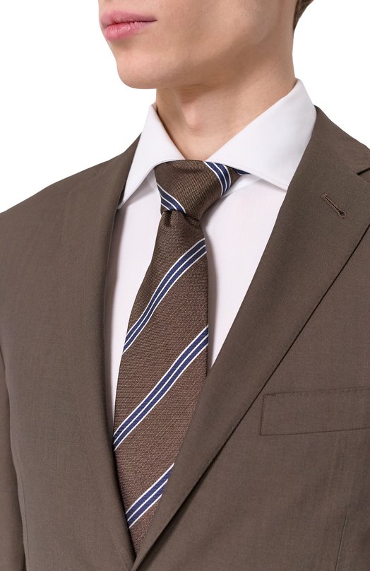 Шелковый галстук Corneliani 25U302-2520324 Коричневый  25U302-2520324 Фото 2