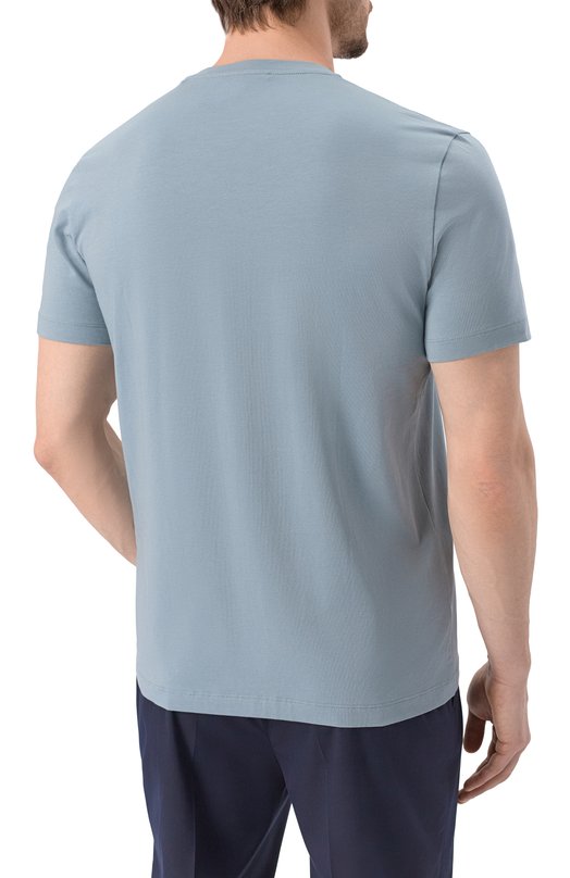 Хлопковая футболка Corneliani 25G580-2525058 Голубой  25G580-2525058 Фото 4